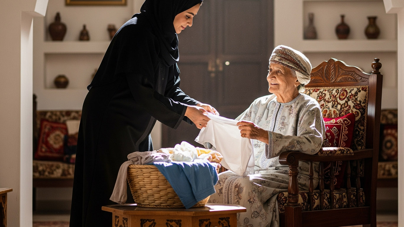 Caregiver assisting an elderly person